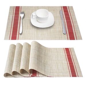 Red and Cream Placemats Set